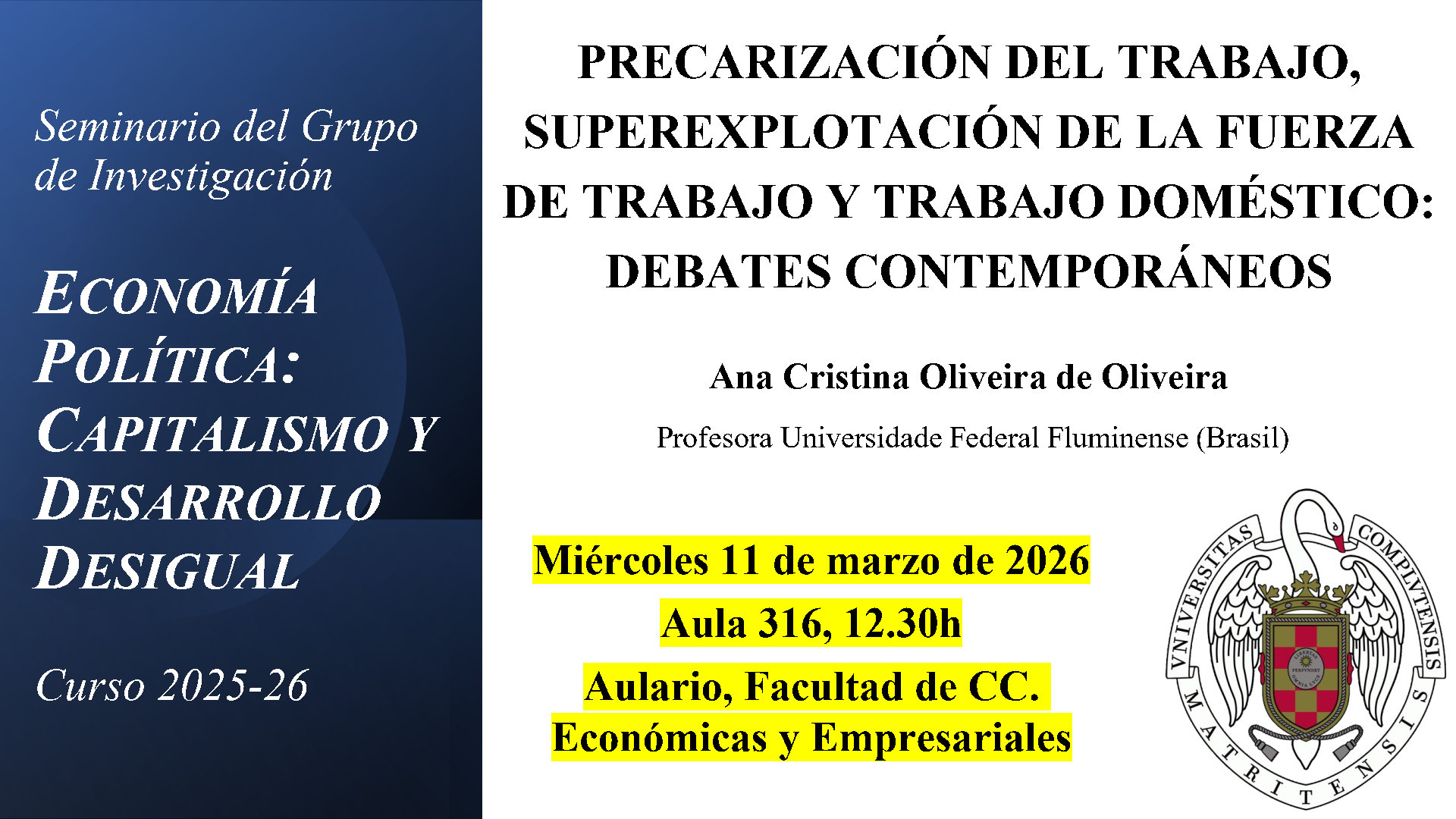 Seminario sobre el trabajo doméstico, 11 de marzo